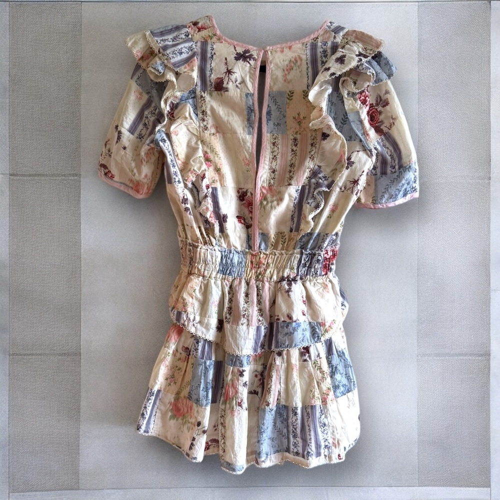 Loveshackfancy Natasha Patchwork Mini Dress Ruffle - image 6